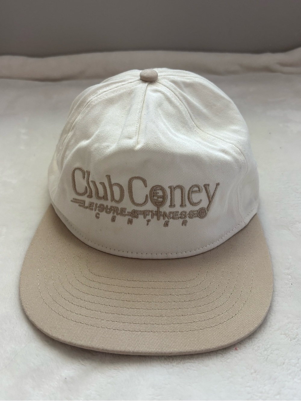 Anthropologie Club Coney Beige & Cream Baseball Cap